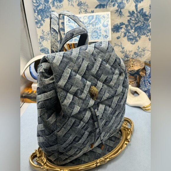 🆕 KURT GEIGER LONDON 🧿 NWOT Denim Kensington Drawstring Backpack - Picture 2 of 16